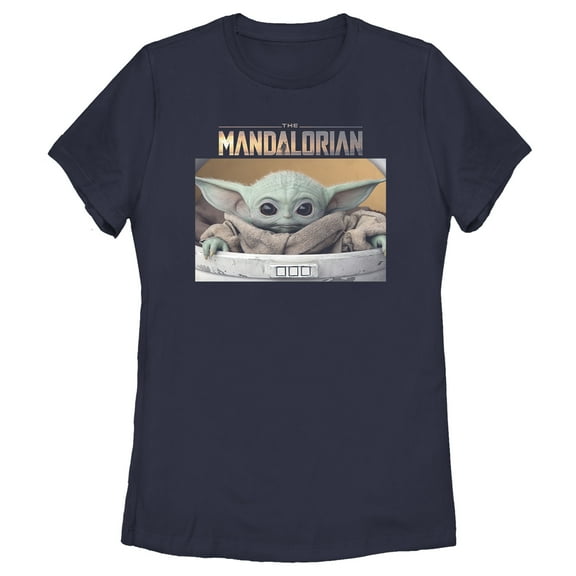Women's Star Wars: The Mandalorian The Child Bassinet  Graphic Tee Navy Blue Small