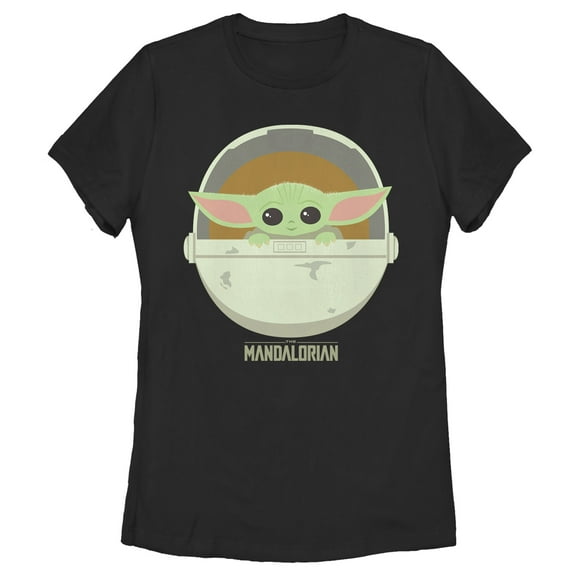 Women's Star Wars: The Mandalorian The Child Cartoon Art Bassinet  Graphic Tee Black Small
