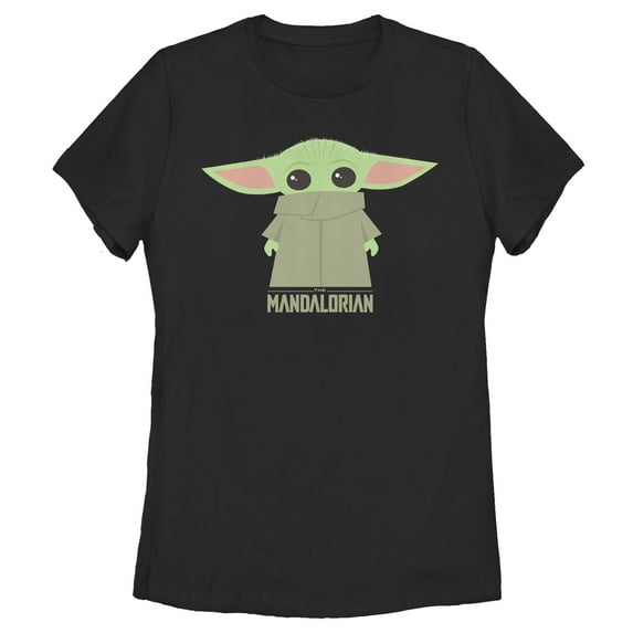 Women's Star Wars: The Mandalorian The Child Cartoon Shy Graphic Tee Black X Large