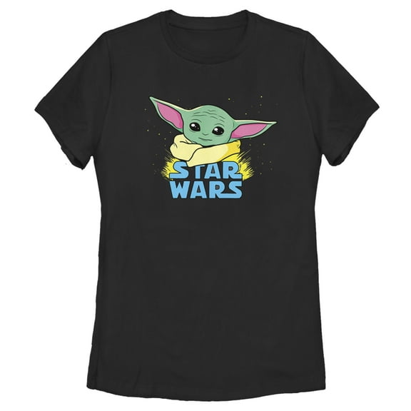 Women's Star Wars: The Mandalorian The Child Cartoon Shiny Eyes  Graphic Tee Black 2X Large
