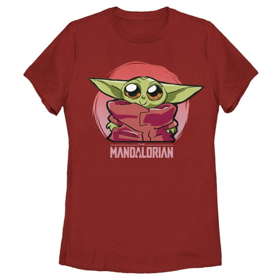 Women's Star Wars: The Mandalorian The Child Circle  Graphic Tee Red Large