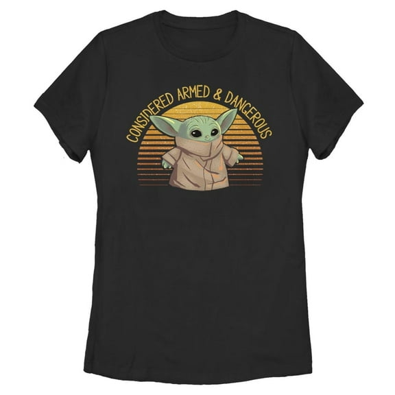 Women's Star Wars: The Mandalorian The Child Considered Armed and Dangerous Graphic Tee Black Large