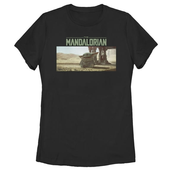 Women's Star Wars: The Mandalorian The Child Desert Walking Graphic Tee Black Small