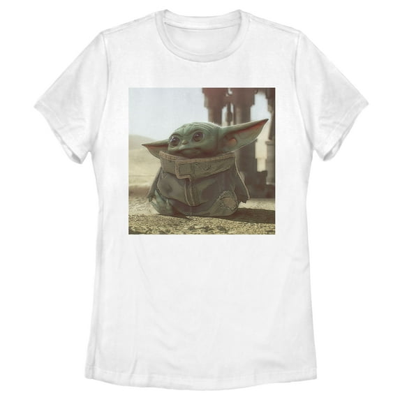 Women's Star Wars: The Mandalorian The Child Square Frame Graphic Tee White Small