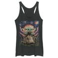 thumbnail image 1 of Women's Star Wars: The Mandalorian The Child Starry Night  Racerback Tank Top Black Heather Large, 1 of 4