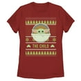 thumbnail image 1 of Women's Star Wars The Mandalorian The Child Ugly Christmas Frog  Graphic Tee Red 2X Large, 1 of 4