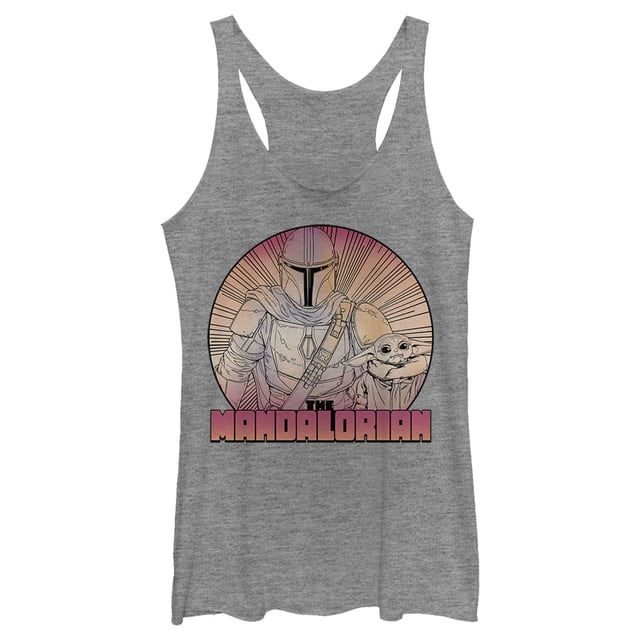 Women's Star Wars: The Mandalorian The Child and Mando Radiating Lines Racerback Tank Top