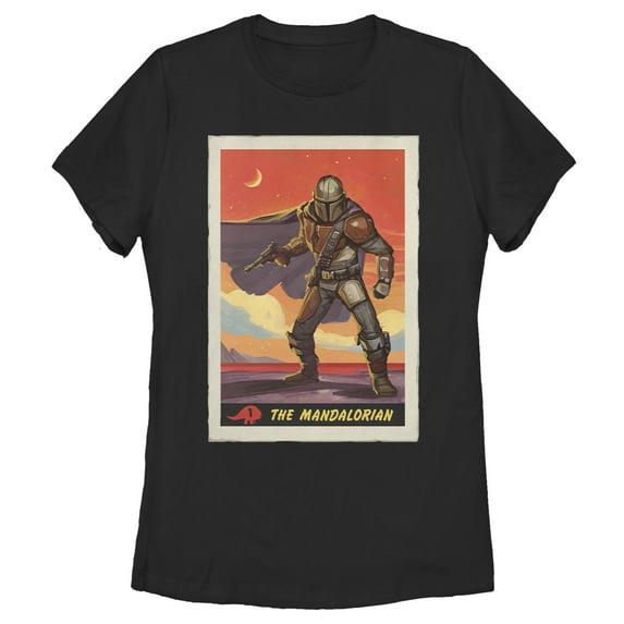 Women's Star Wars: The Mandalorian Trading Card Graphic Tee Black 2X Large