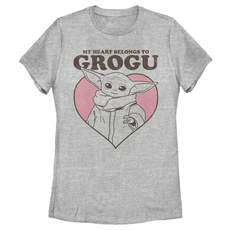 Women's Star Wars: The Mandalorian Valentine's Day The Child Belongs to  Grogu Graphic Tee Athletic Heather Large