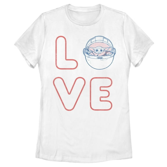 Women's Star Wars: The Mandalorian Valentine's Day The Child Love Space Capsule  Graphic Tee White 2X Large