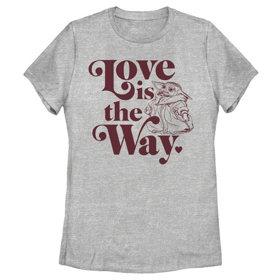 Women's Star Wars: The Mandalorian Valentine's Day The Child Love is the Way  Graphic Tee Athletic Heather Medium
