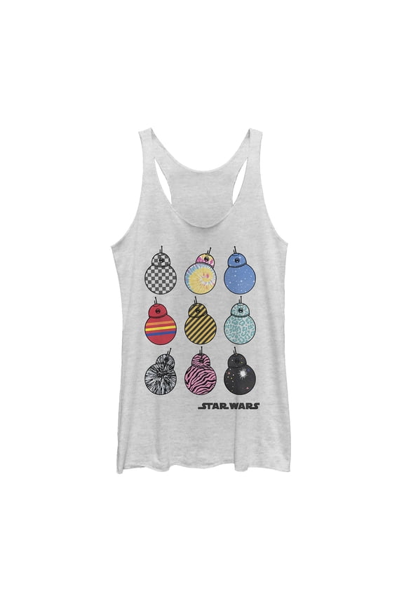 Women's Star Wars: The Rise of Skywalker BB-8 Fashion  Racerback Tank Top White Heather X Large
