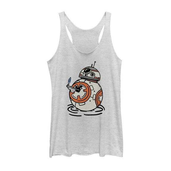 Women's Star Wars: The Rise of Skywalker BB-8 Lighter  Racerback Tank Top White Heather Large