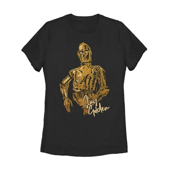 Women's Star Wars: The Rise of Skywalker C-3PO Stay Golden Graphic Tee Black Large