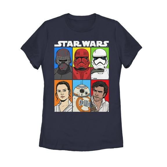 Women's Star Wars: The Rise of Skywalker Character Grid  Graphic Tee Navy Blue Large