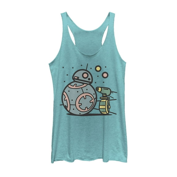 Women's Star Wars: The Rise of Skywalker Droid Cuties Racerback Tank Top Tahiti Blue Small