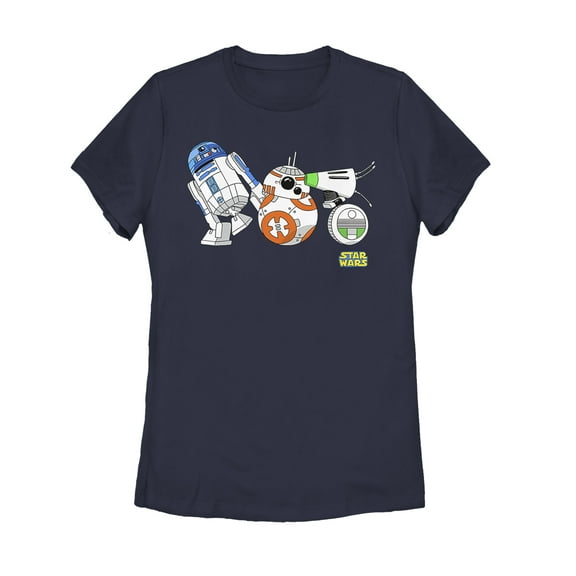 Women's Star Wars: The Rise of Skywalker Droid Party Graphic Tee Navy Blue Small