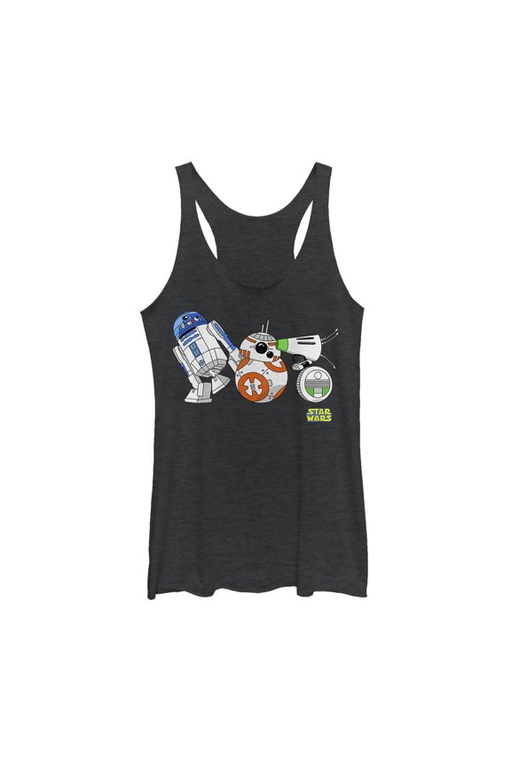 Women's Star Wars: The Rise of Skywalker Droid Party Racerback Tank Top Black Heather Medium