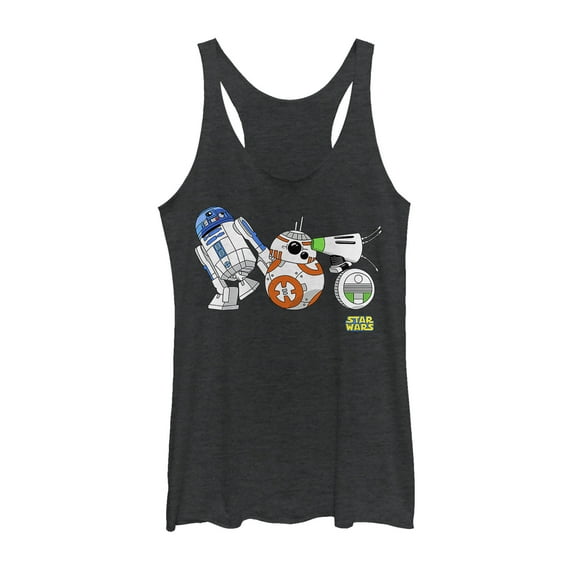 Women's Star Wars: The Rise of Skywalker Droid Party  Racerback Tank Top Black Heather X Large