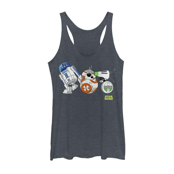 Women's Star Wars: The Rise of Skywalker Droid Party Racerback Tank Top Navy Blue Heather Large