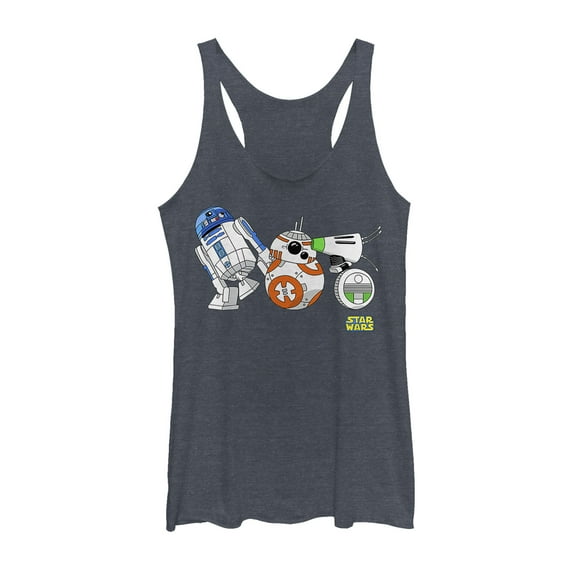 Women's Star Wars: The Rise of Skywalker Droid Party  Racerback Tank Top Navy Blue Heather Medium