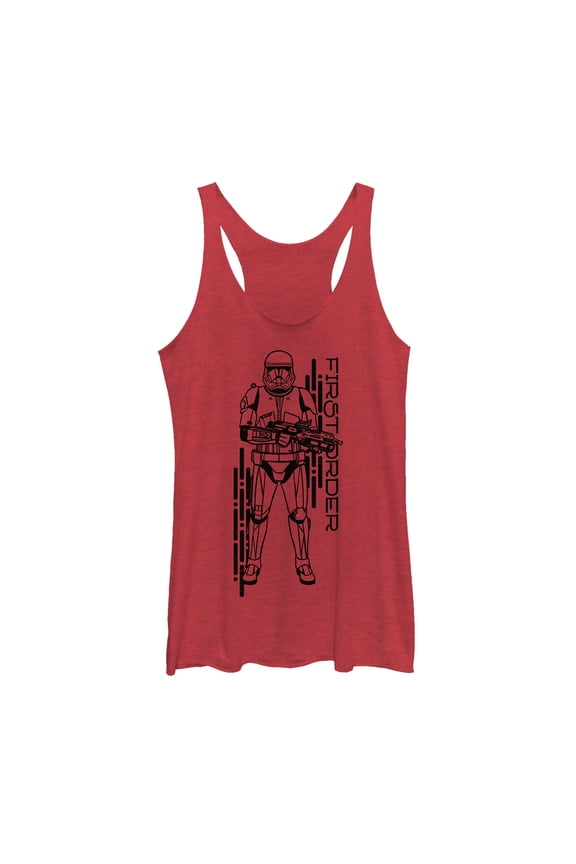 Women's Star Wars: The Rise of Skywalker First Order Sith Trooper Racerback Tank Top Red Heather Large