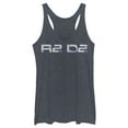 thumbnail image 1 of Women's Star Wars: The Rise of Skywalker R2-D2 Text  Racerback Tank Top Navy Blue Heather Small, 1 of 3