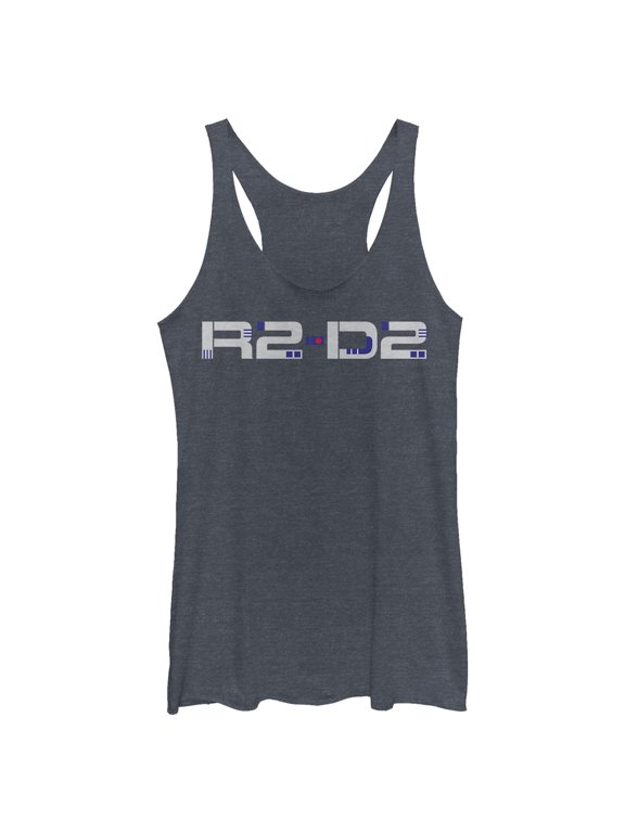 Women's Star Wars: The Rise of Skywalker R2-D2 Text Racerback Tank Top Navy Blue Heather X Small