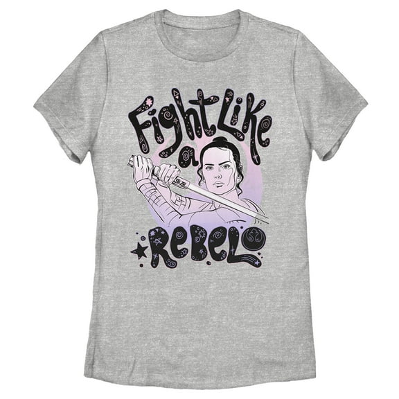 Women's Star Wars: The Rise of Skywalker Rey Fight Like a Rebel  Graphic Tee Athletic Heather Large