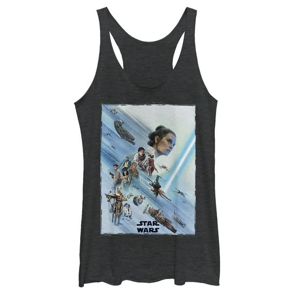 Women's Star Wars: The Rise of Skywalker Rey Poster Racerback Tank Top Black Heather Large
