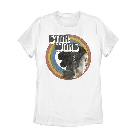 Women's Star Wars: The Rise of Skywalker Rey Vintage Rainbow  Graphic Tee White X Large