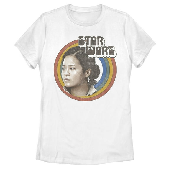 Women's Star Wars: The Rise of Skywalker Rose Retro Rainbow Graphic Tee White Medium