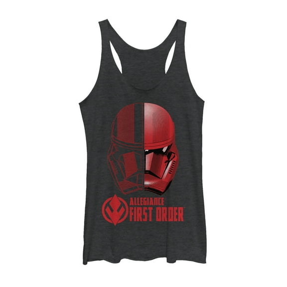 Women's Star Wars: The Rise of Skywalker Sith Trooper Dual Helmet  Racerback Tank Top Black Heather Large