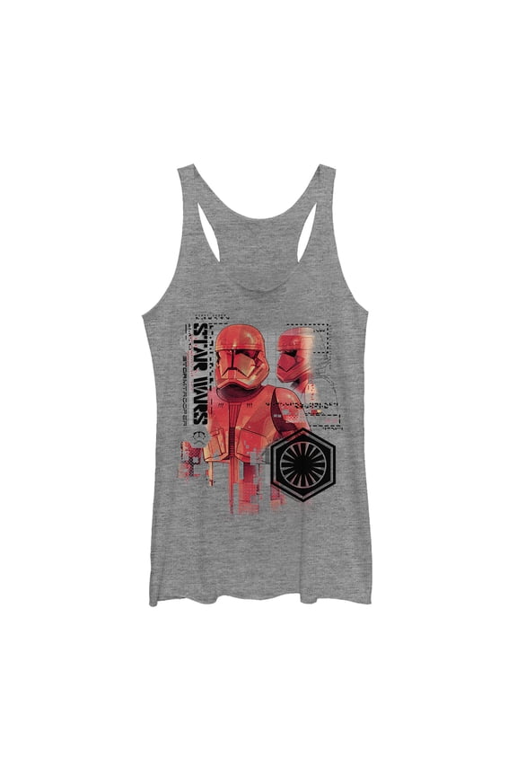 Women's Star Wars: The Rise of Skywalker Sith Trooper Schematic Detail Racerback Tank Top Gray Heather Large