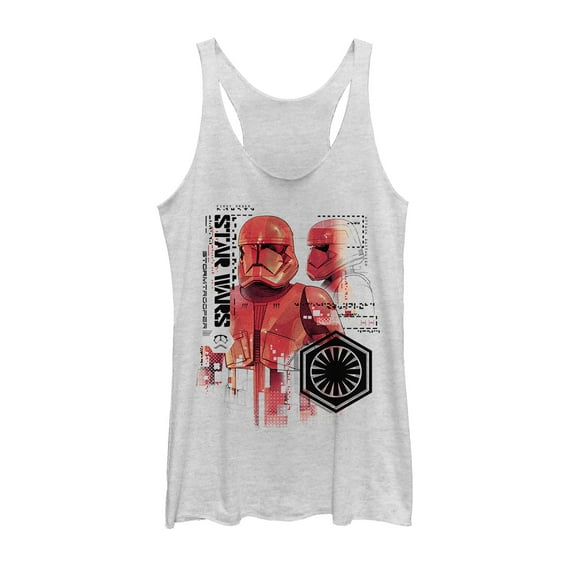 Women's Star Wars: The Rise of Skywalker Sith Trooper Schematic Detail Racerback Tank Top White Heather Large