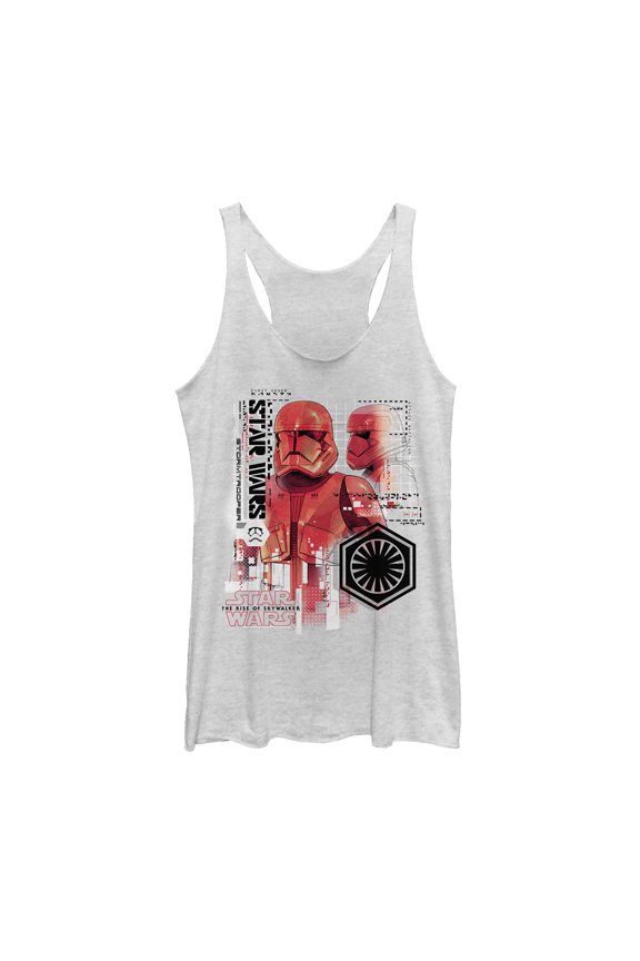 Women's Star Wars: The Rise of Skywalker Sith Trooper Schematic Villain  Racerback Tank Top White Heather Medium