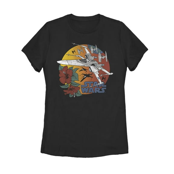 Women's Star Wars: The Rise of Skywalker Tropical X-Wing  Graphic Tee Black Medium