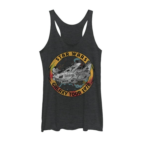 Women's Star Wars: The Rise of Skywalker Vintage Galaxy Tour  Racerback Tank Top Black Heather 2X Large