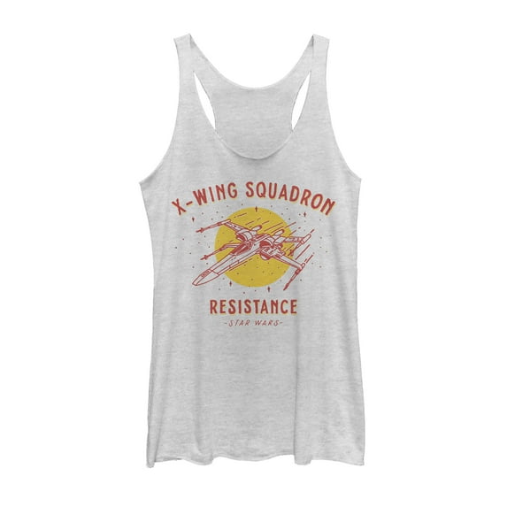Women's Star Wars: The Rise of Skywalker X-Wing Squadron Racerback Tank Top White Heather 2X Large
