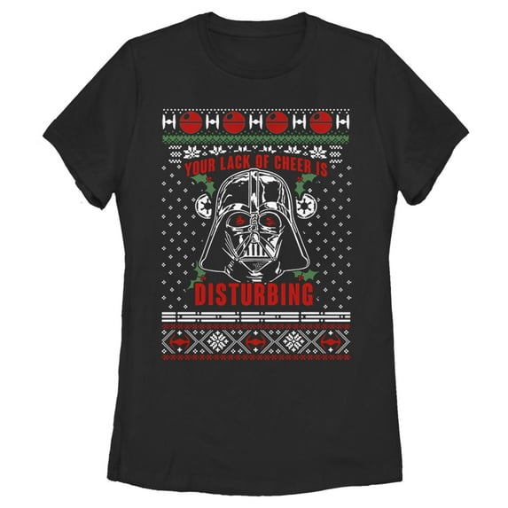 Women's Star Wars Ugly Christmas Sith Lord Graphic Tee Black X Large