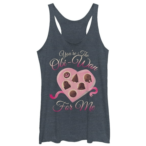 Women's Star Wars Valentine You're the Obiwan For Me Racerback Tank Top Navy Blue Heather 2X Large