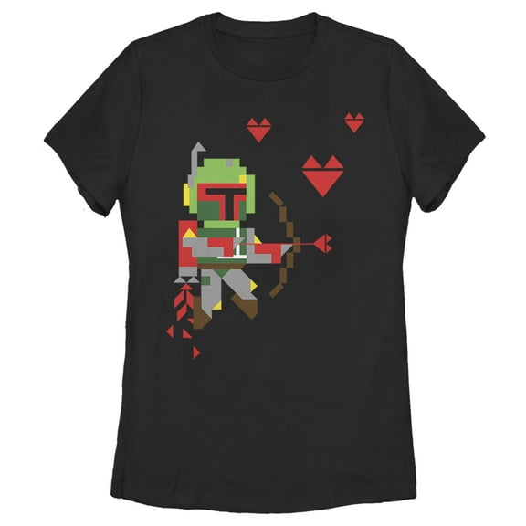 Women's Star Wars Valentine's Day Boba Fett Cupid Graphic Tee Black X Large