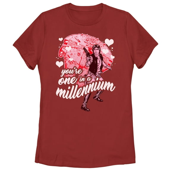 Women's Star Wars Valentine's Day Han Solo You're One in a Millennium  Graphic Tee Red 2X Large