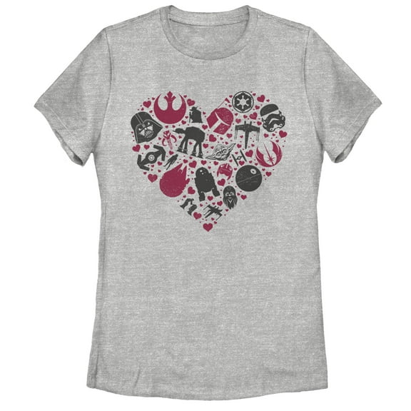Women's Star Wars Valentine's Day Heart Icons Graphic Tee Athletic Heather X Large