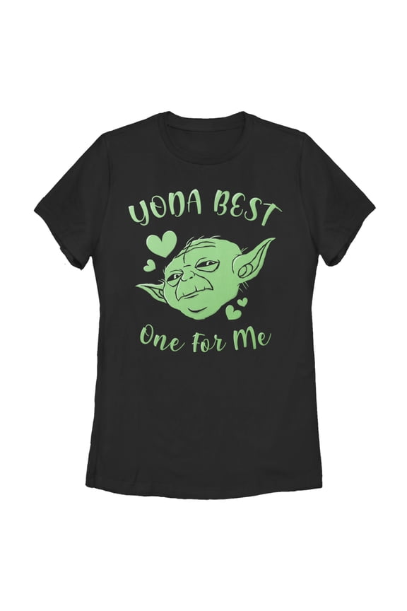 Women's Star Wars Valentine's Day Yoda Best One for Me Graphic Tee Black Medium