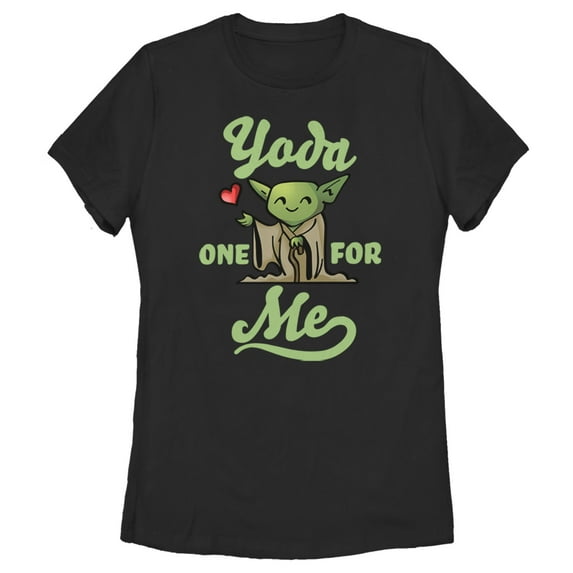 Women's Star Wars Valentine's Day Yoda One for Me Black Graphic Tee Black Medium