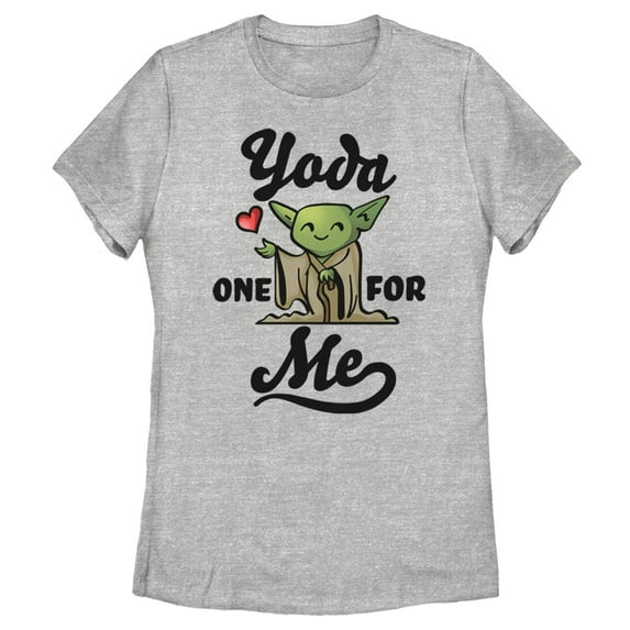 Women's Star Wars Valentine's Day Yoda One for Me Cartoon Graphic Tee Athletic Heather Medium