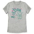 thumbnail image 1 of Women's Star Wars Valentine's Day Yoda One for Me! Force  Graphic Tee Athletic Heather Medium, 1 of 4