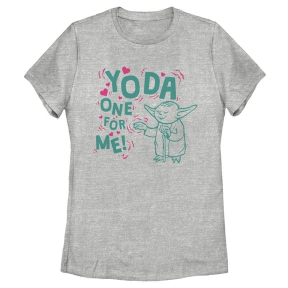 Women's Star Wars Valentine's Day Yoda One for Me! Force  Graphic Tee Athletic Heather X Large