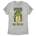 thumbnail image 1 of Women's Star Wars Valentine's Day Yoda One for Me  Graphic Tee Athletic Heather Medium, 1 of 4